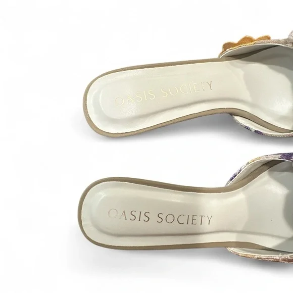 Oasis Society Jane Kitten Heel Size 7.5 Taupe Floral Multicolor Bow Pointed Toe - Picture 8 of 12